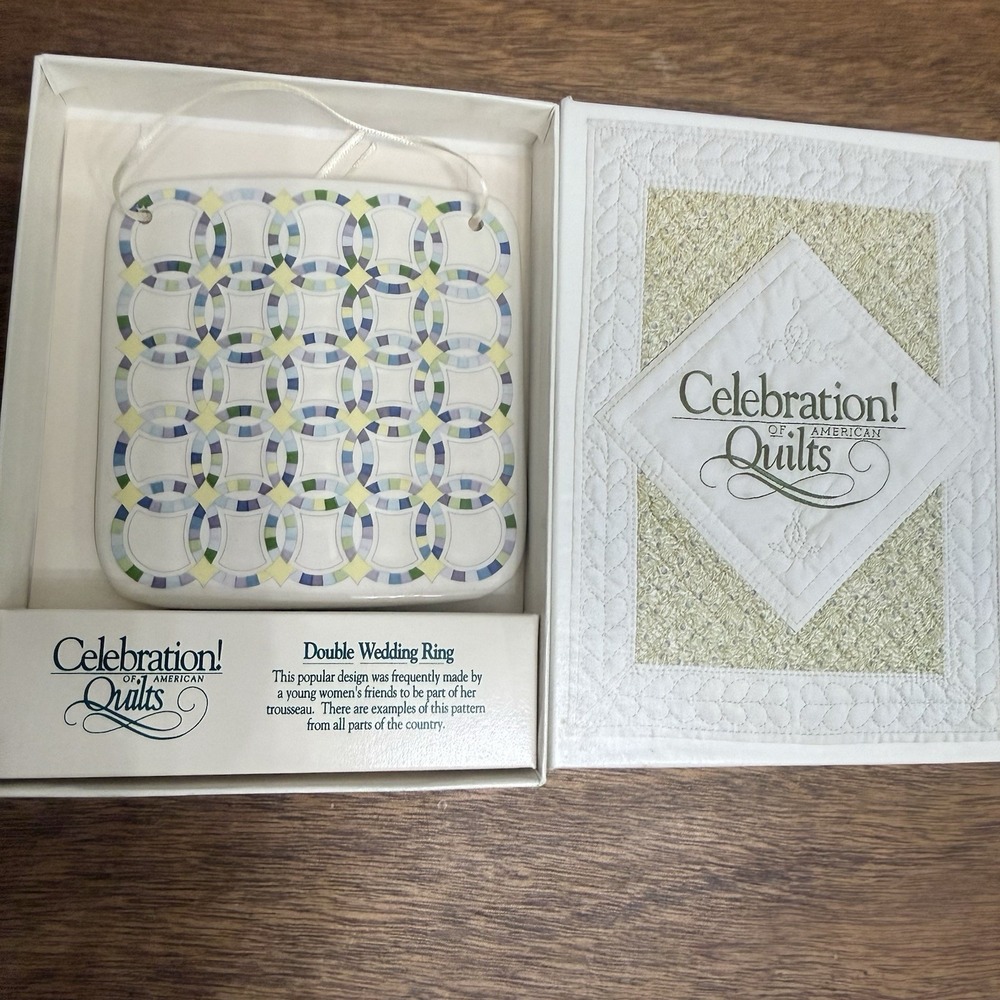 Celebration of American Quilts Hanging Tile new porcelain Double Wedding Ring 93